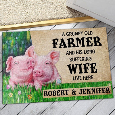 Personalized farm door mat - Happiness of pigs - Galaxate