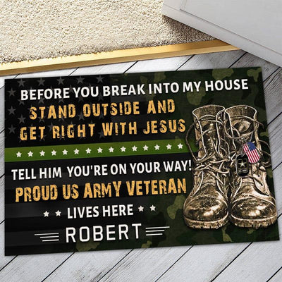 Veteran door mat with your name - Don't break into my house - Galaxate
