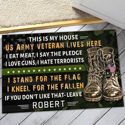 Veteran door mat with your name - I stand for the flag - Galaxate