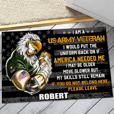 Veteran door mat with your name - Powerful eagle - Galaxate