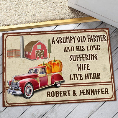 Personalized farm door mat - The grumpy old farmer lives here - Galaxate