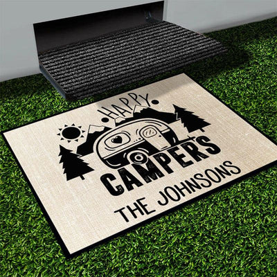 Personalized camping door mat with your name - Happy campers - Galaxate