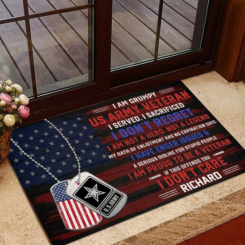 Personalized door mat with your name - Proud to be a Veteran – Galaxate