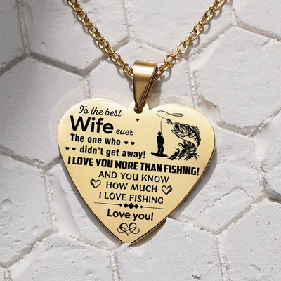 Pendant for fisherman's wife - I love you more than fishing - Galaxate