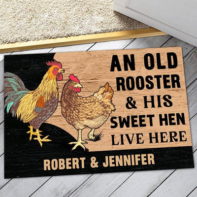 Personalized farm door mat - Happy couple lives here - Galaxate