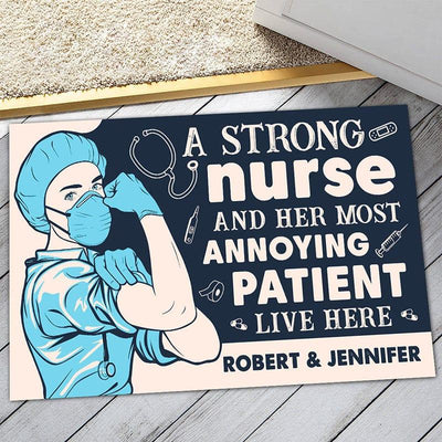Personalized nurse's door mat - My annoying patient is always with me - Galaxate
